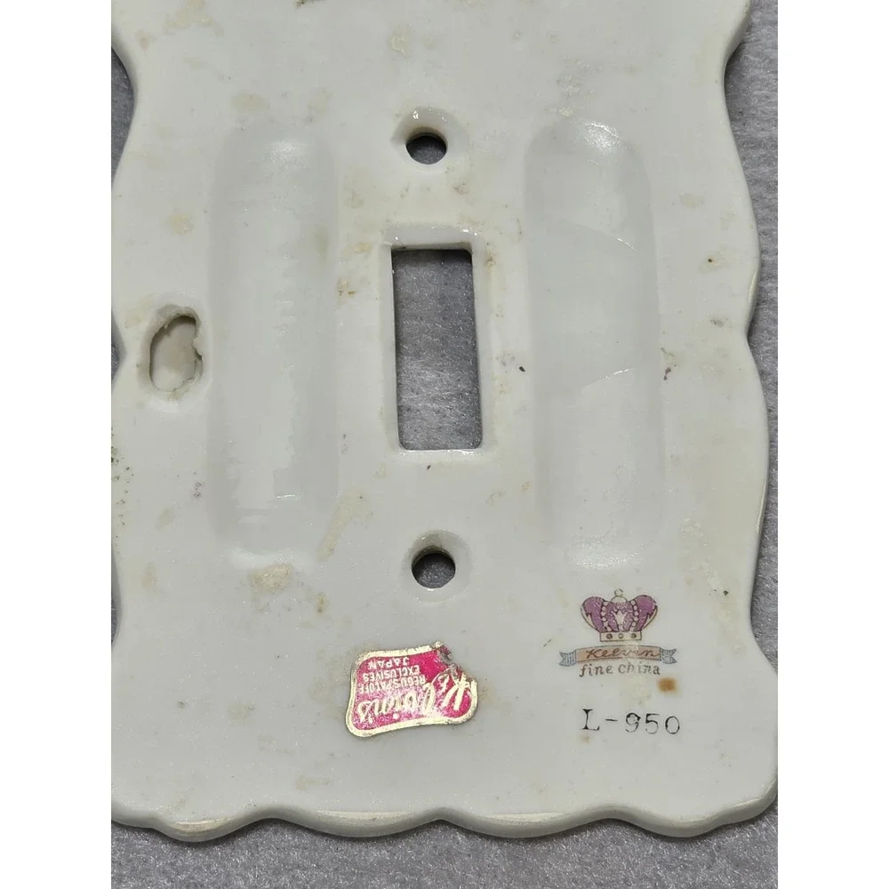 Vintage Benton hand-painted ceramic standard light switch plate made in Japan
